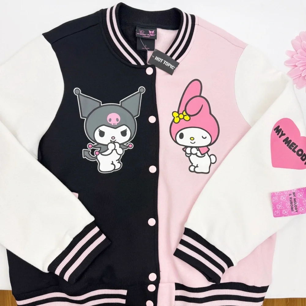 Hello Kitty Sanrio X Hot Topic My Melody & Kuromi Split Varsity Jacket Plus Size
